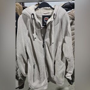 1Madison Expedition women's hooded jacket in beige fleece-lined material